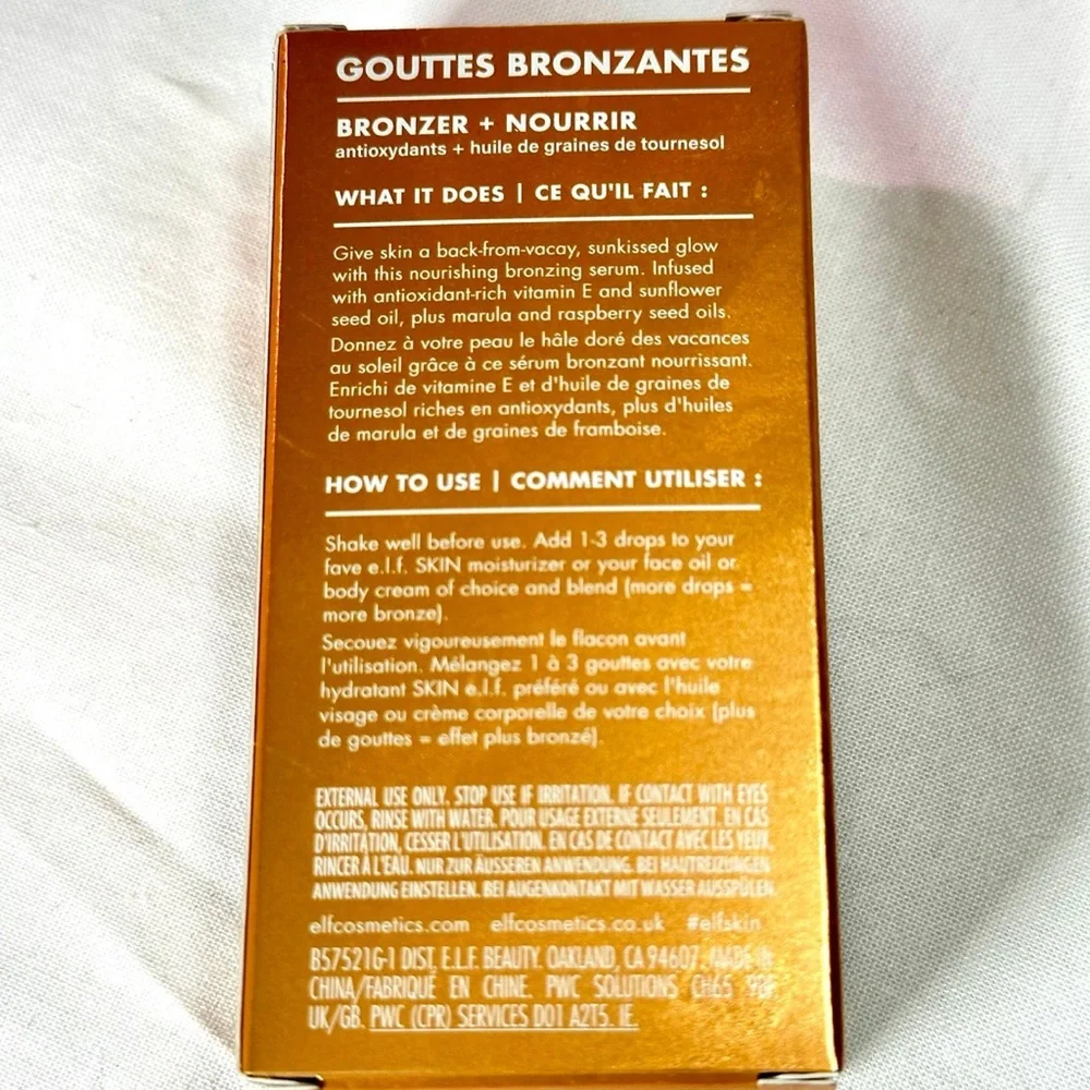 New Elf Skin bronzing drops Pure Gold shade 2 makeup